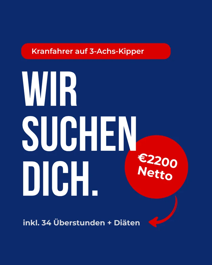 PACCO Recruiting-Anzeige: Kranfahrer, 2.200 Euro netto